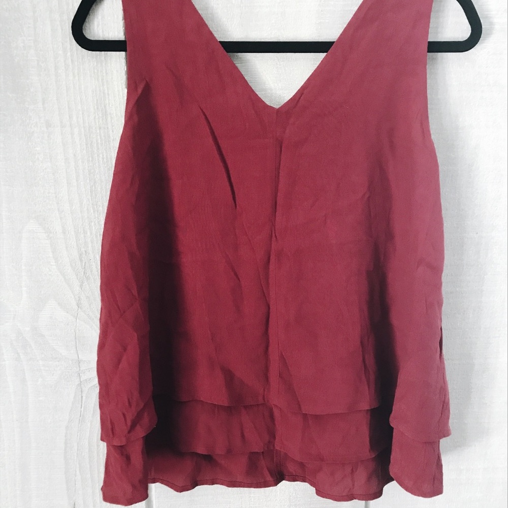 NWT Loft tank blouse burgundy layered v-neck - Picture 5 of 6